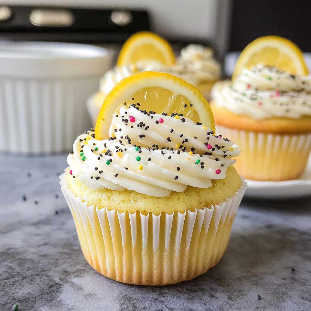 Recipe preparation for Lemon Poppyseed Mascarpone Cupcakes