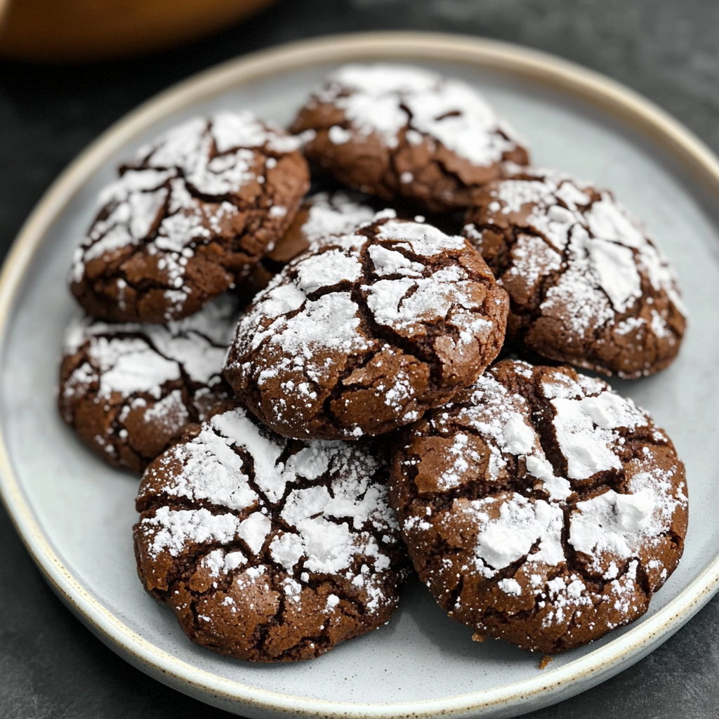 Recipe preparation for Chocolate Crinkle Cookies
