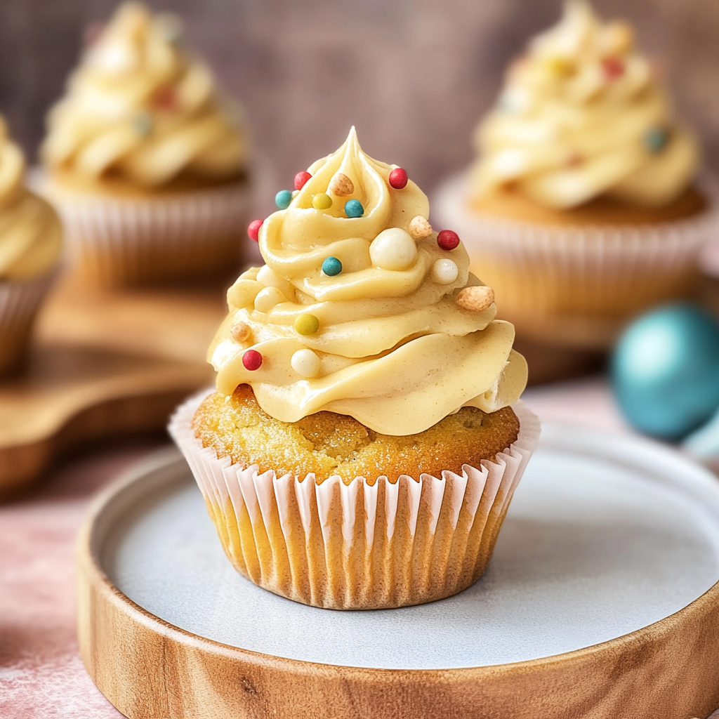 Recipe preparation for Eggnog Cupcakes with Rum Frosting
