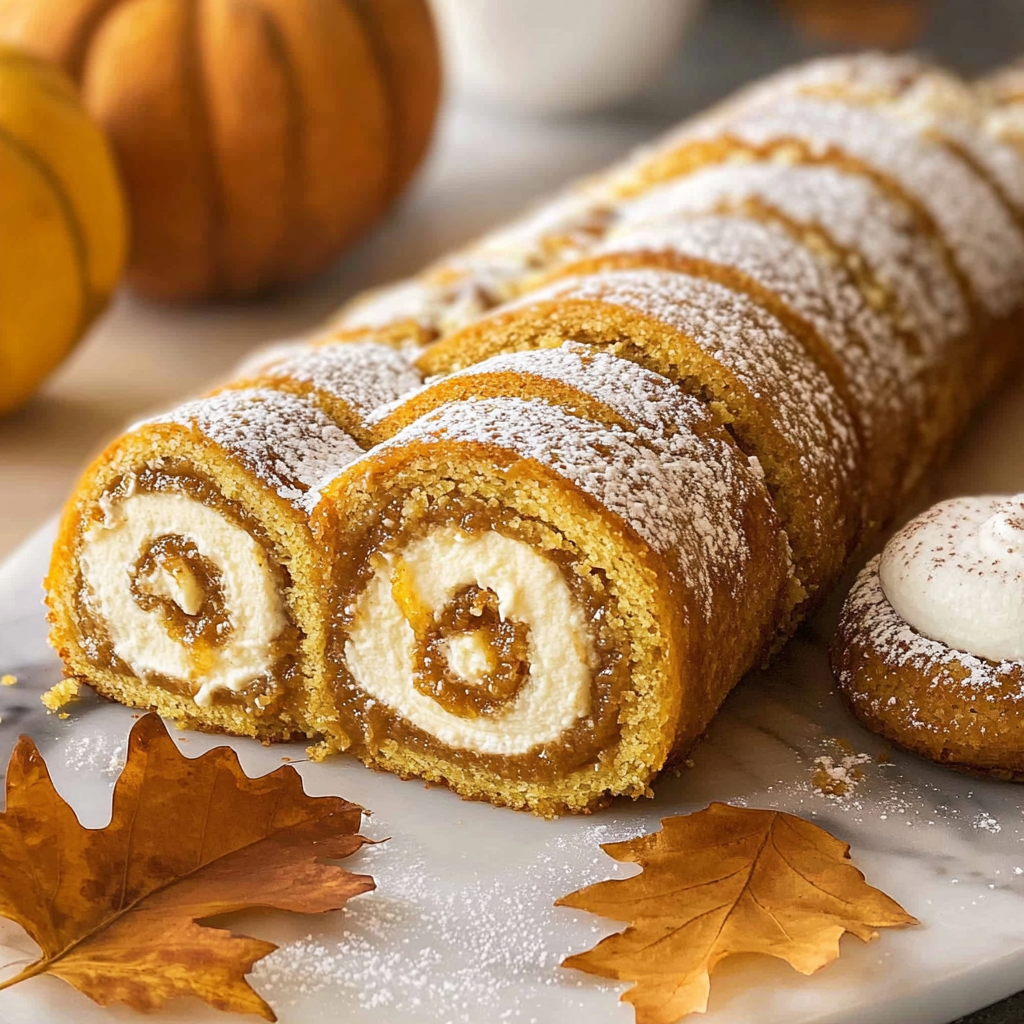 Recipe preparation for Pumpkin Roll Cake