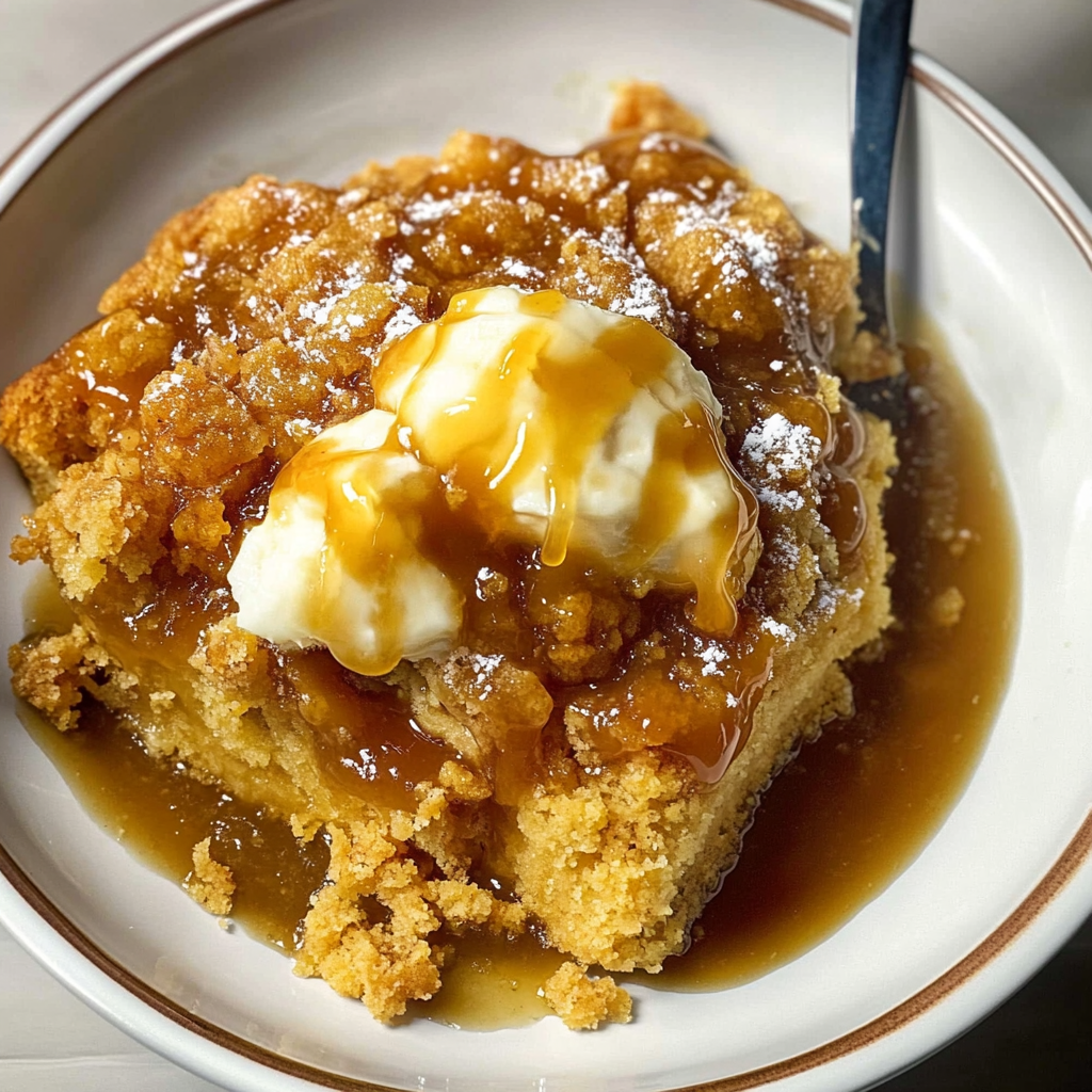 Recipe preparation for Caramel Apple Dump Cake