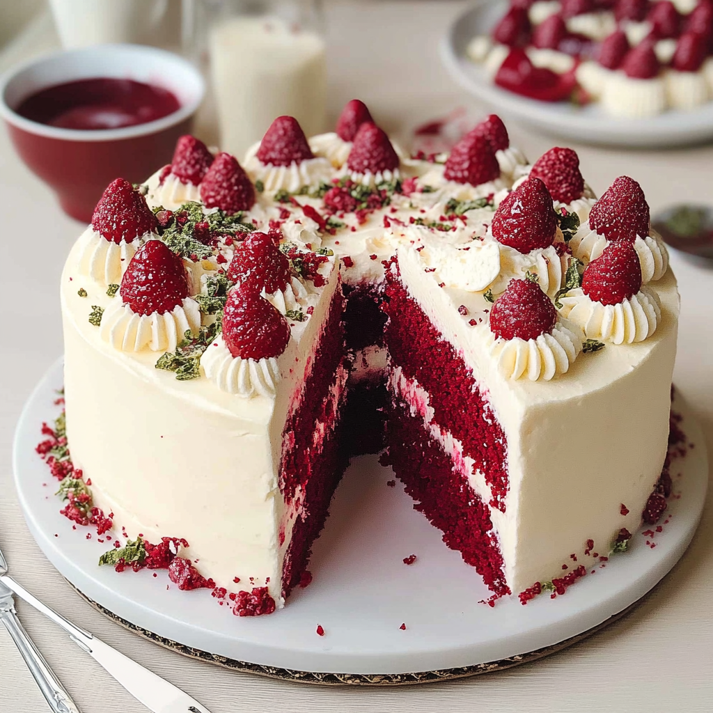 Recipe preparation for Red Velvet Christmas Cake