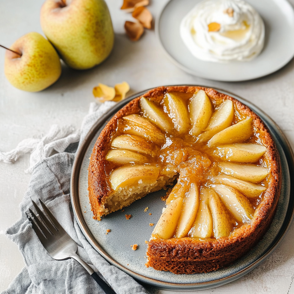 Recipe preparation for Spiced Pear Upside Down Cake