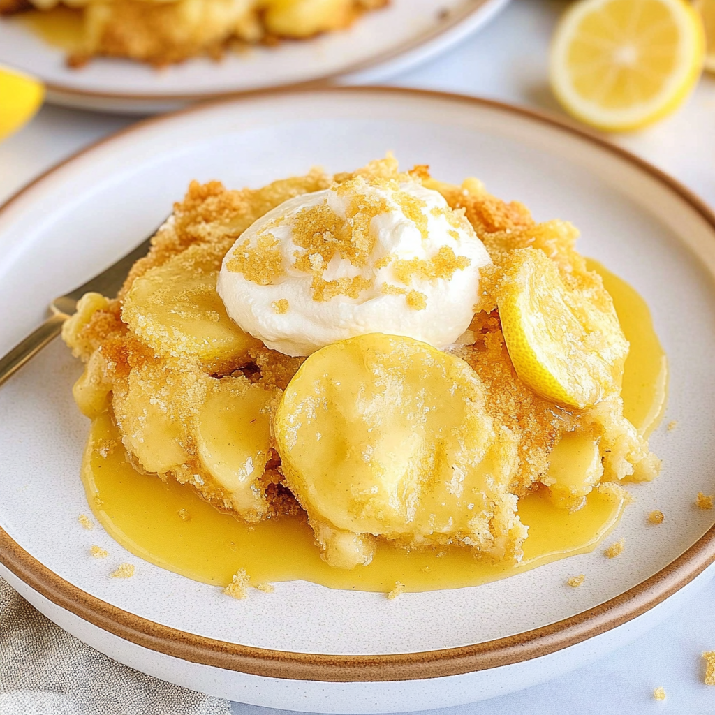 Recipe preparation for Lemon Cream Cheese Dump Cake
