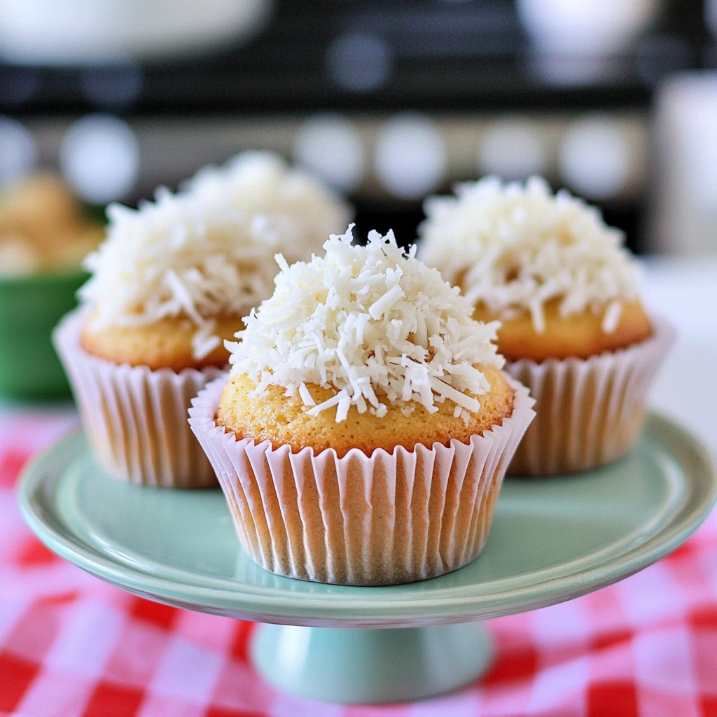 Recipe preparation for Coconut Snowflake Cupcakes