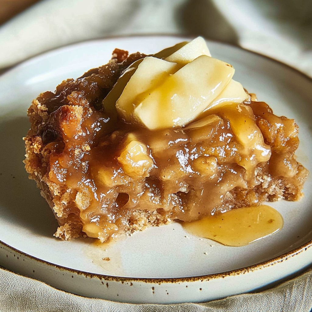 Recipe preparation for Caramel Apple Dump Cake Dessert
