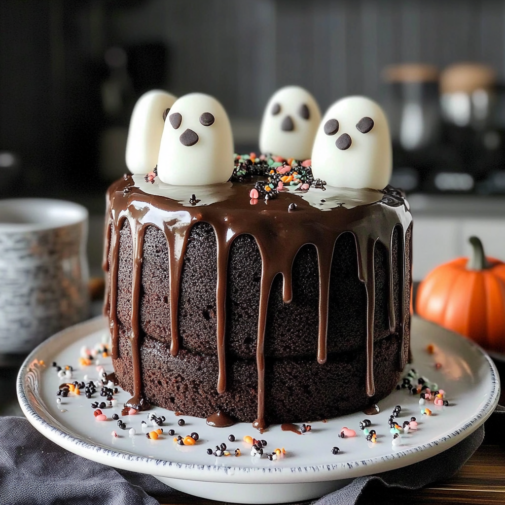 Recipe preparation for Ghost Halloween Cake