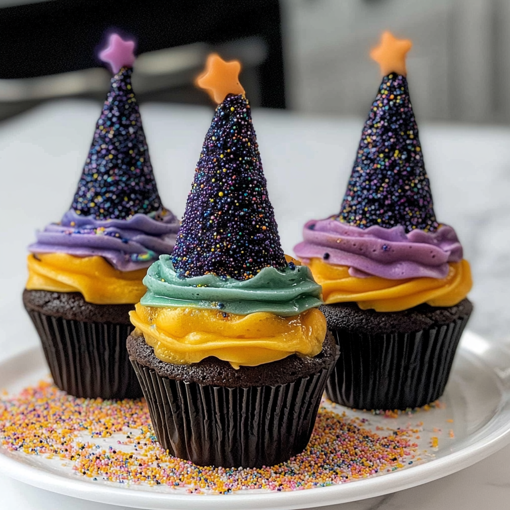 Recipe preparation for Witch Hat Halloween Cupcakes