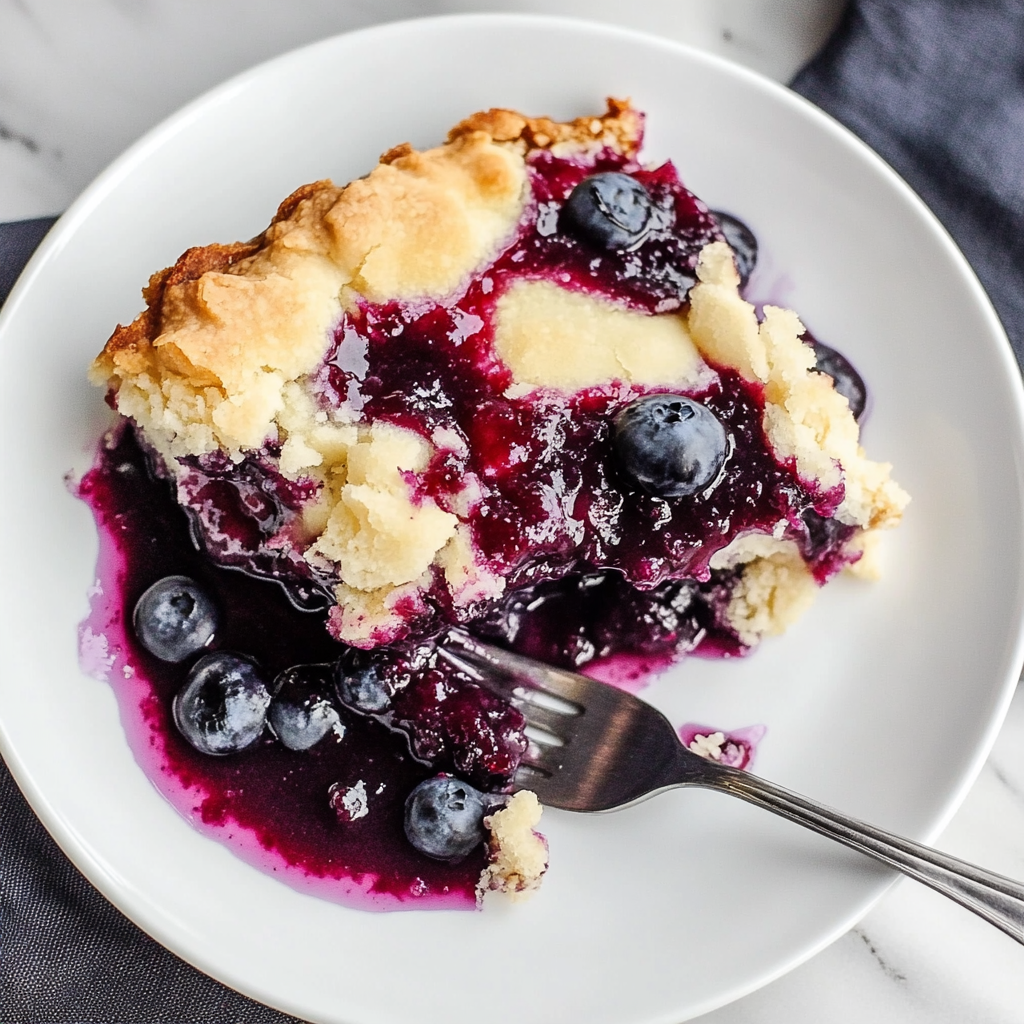 Recipe preparation for Blueberry Cream Cheese Dump Cake
