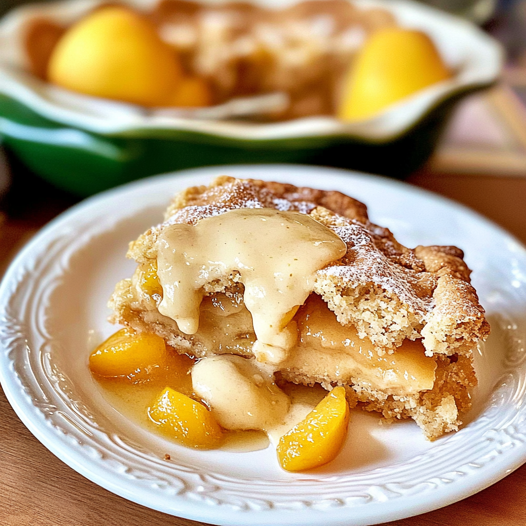 Recipe preparation for Peach Cobbler Dump Cake