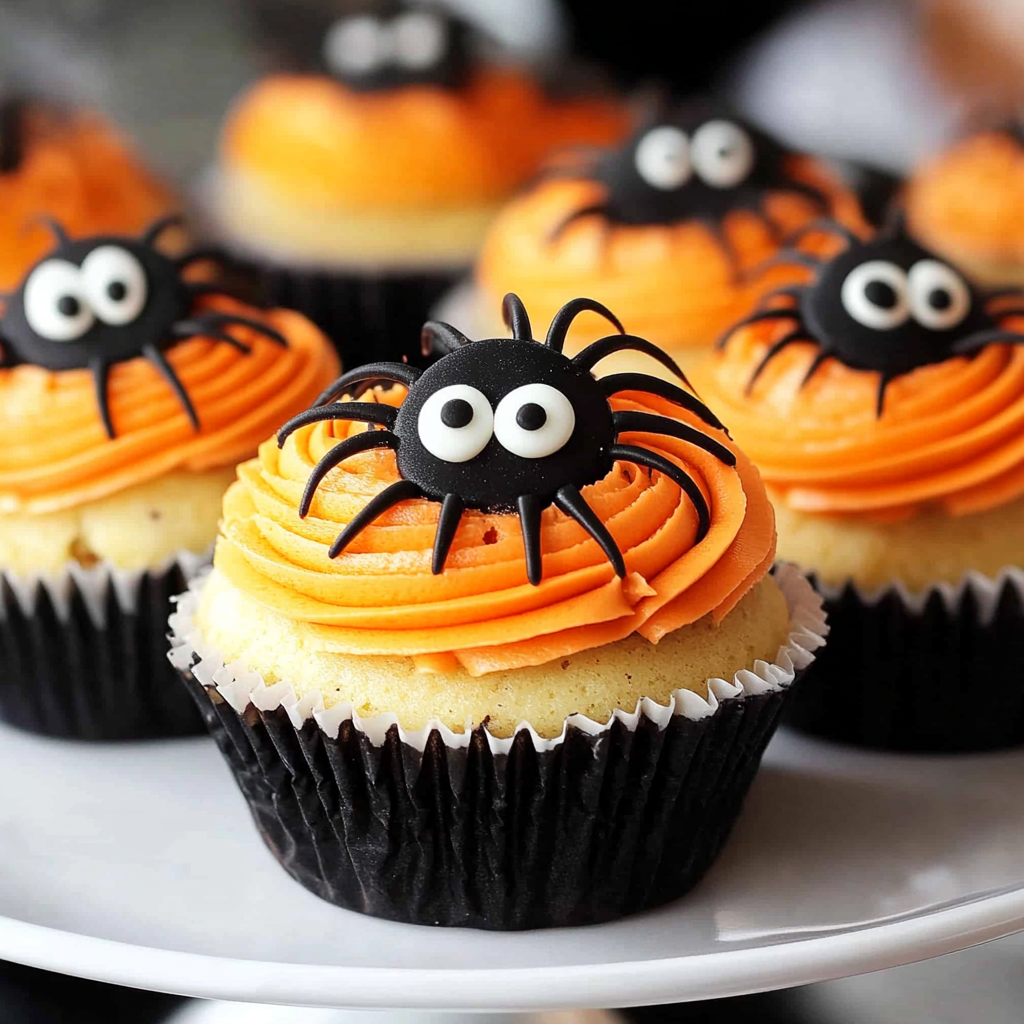 Recipe preparation for 🕸 Spider Web Vanilla Cupcakes