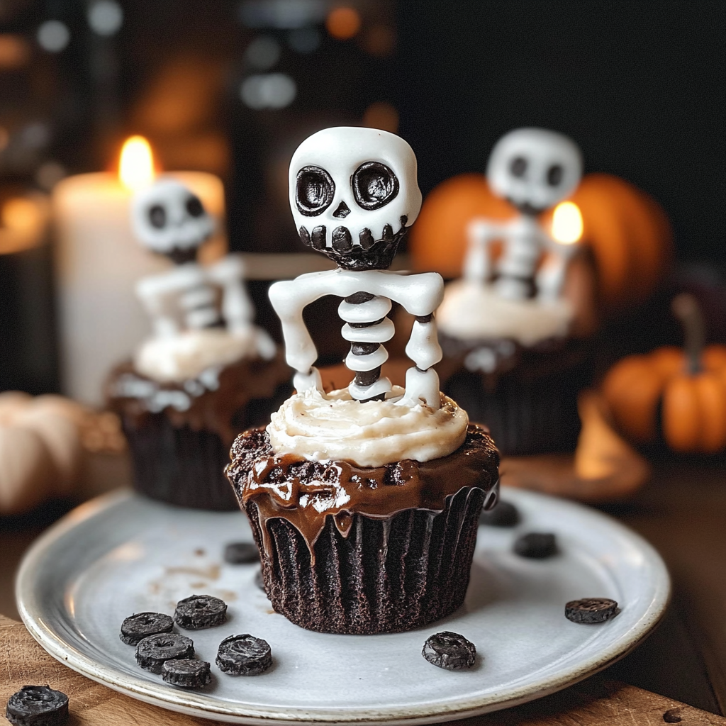 Recipe preparation for Skeleton Cupcakes for Halloween