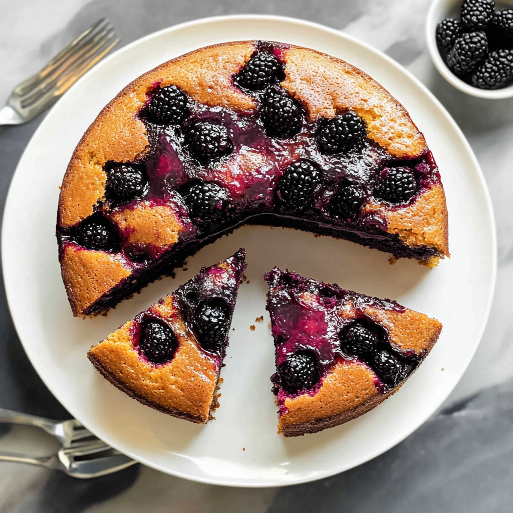 Recipe preparation for Aura Indigo Blackberry Cake