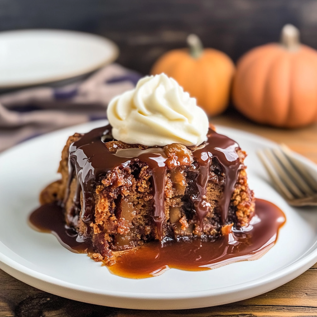 Recipe preparation for Chocolate Pumpkin Dump Cake