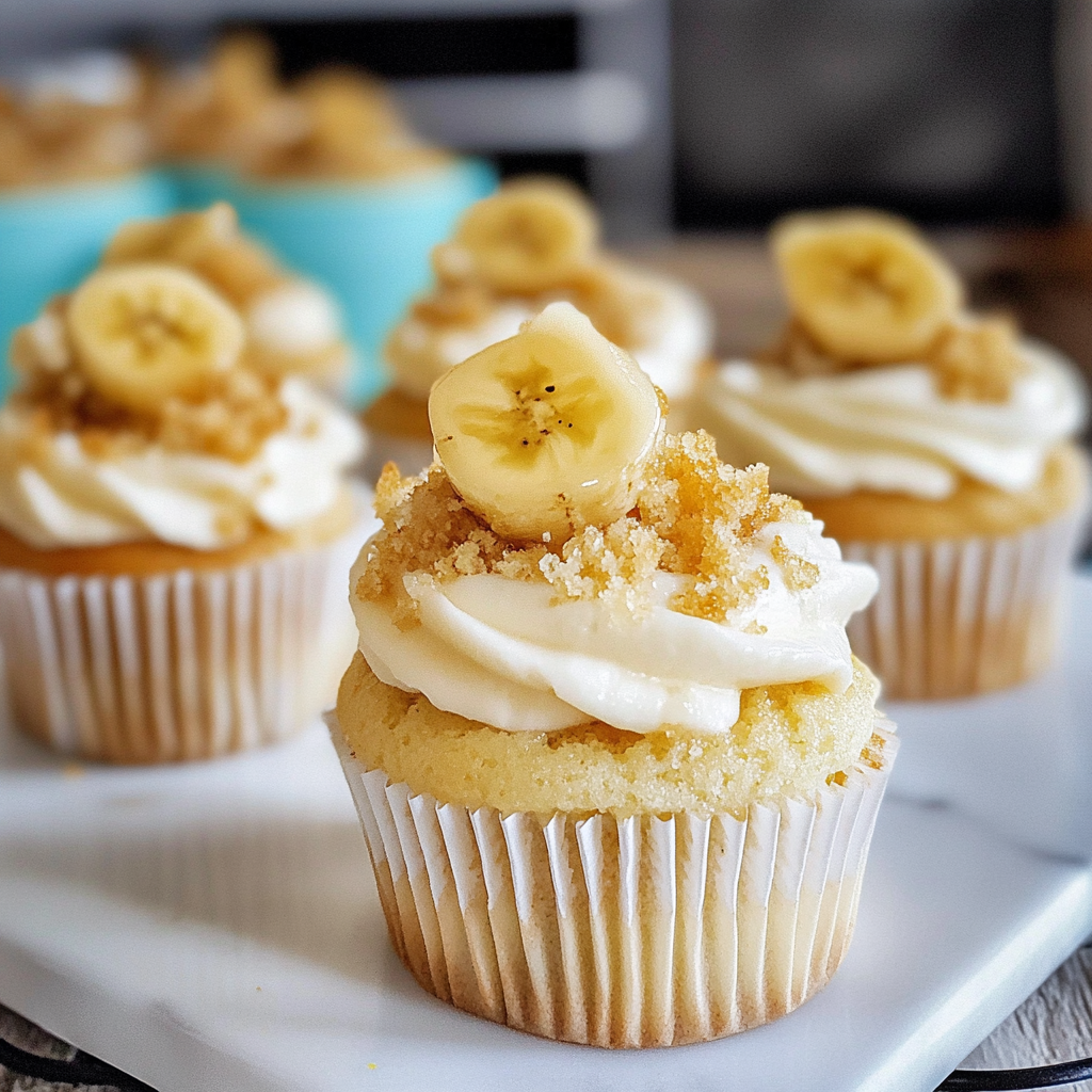 Recipe preparation for Butter Yellow Banana Cream Cupcakes