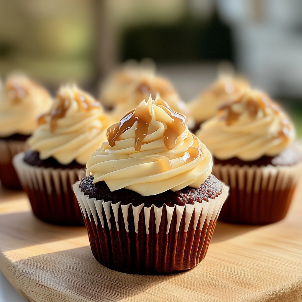 Recipe preparation for Caramelized White Chocolate Cupcakes