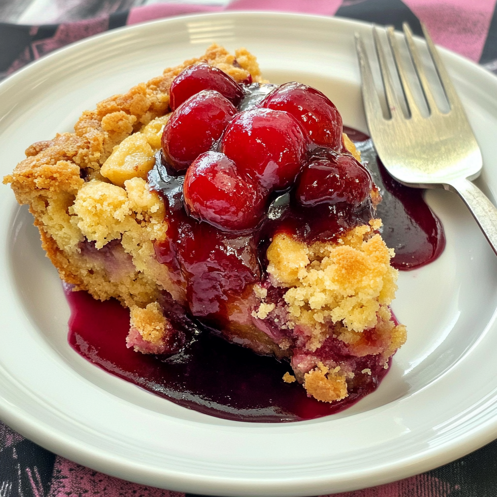 Recipe preparation for Almond Cherry Crisp Dump Cake