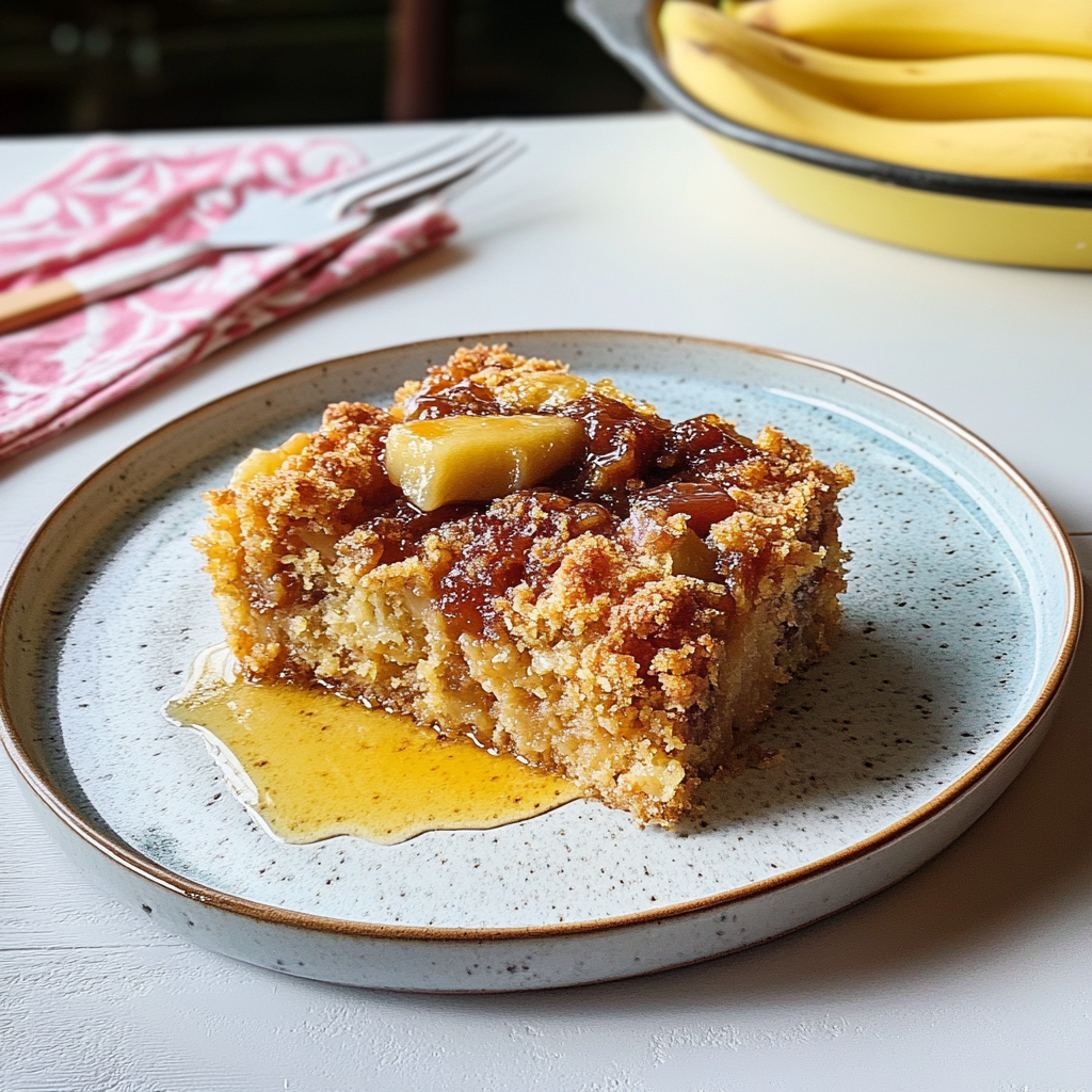 Recipe preparation for Caramelized Banana Rum Dump Cake
