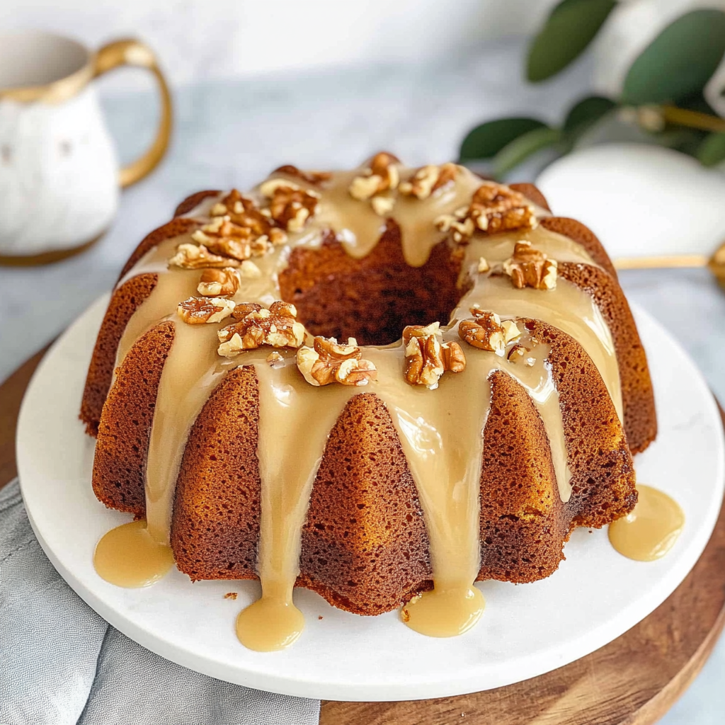 Recipe preparation for Maple Walnut Bundt Cake