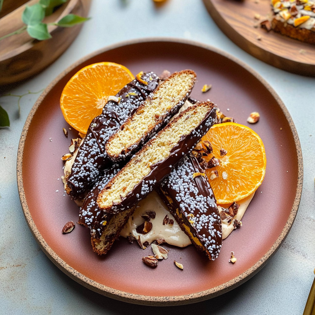 Recipe preparation for Chocolate Dipped Orange Biscotti
