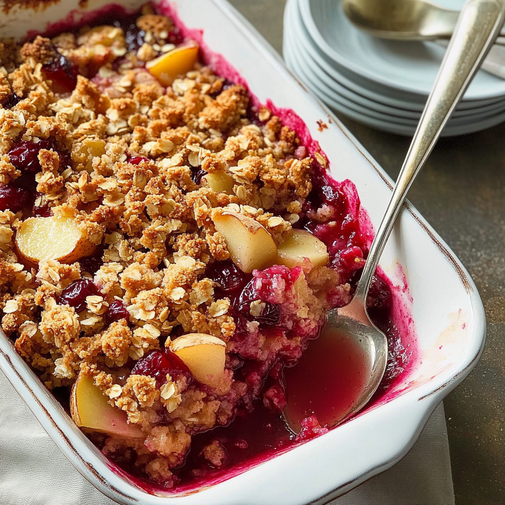 Recipe preparation for pear and cranberry crisp