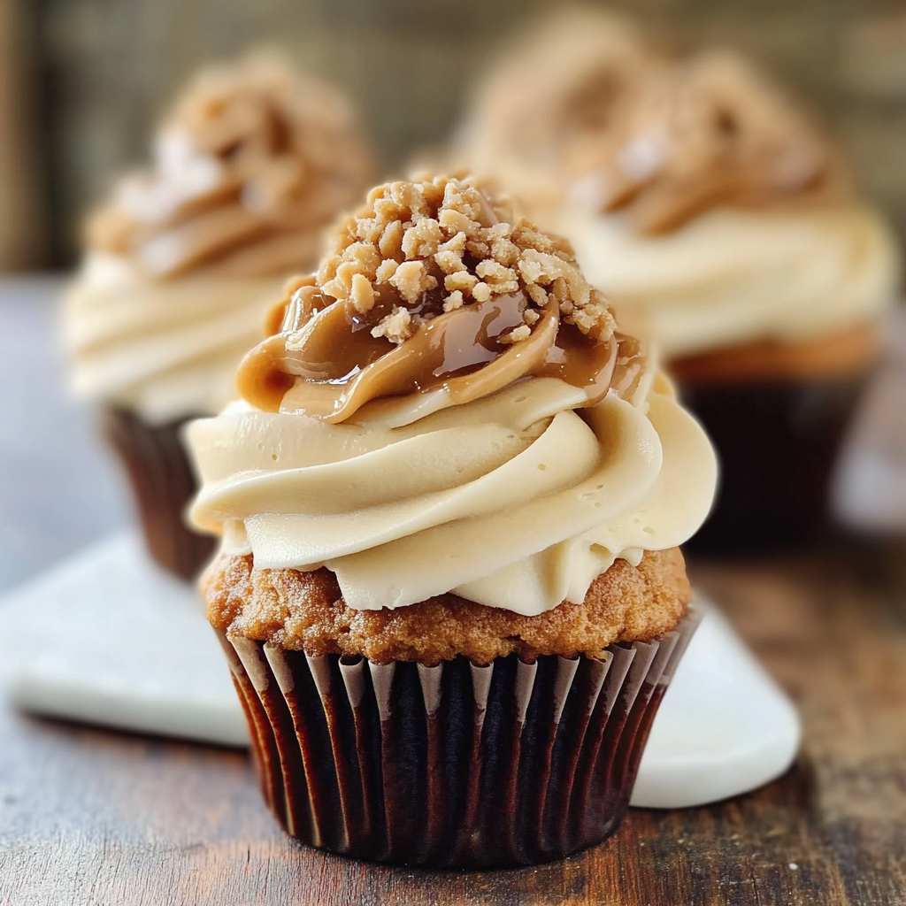 Recipe preparation for Toffee Crunch Cupcakes
