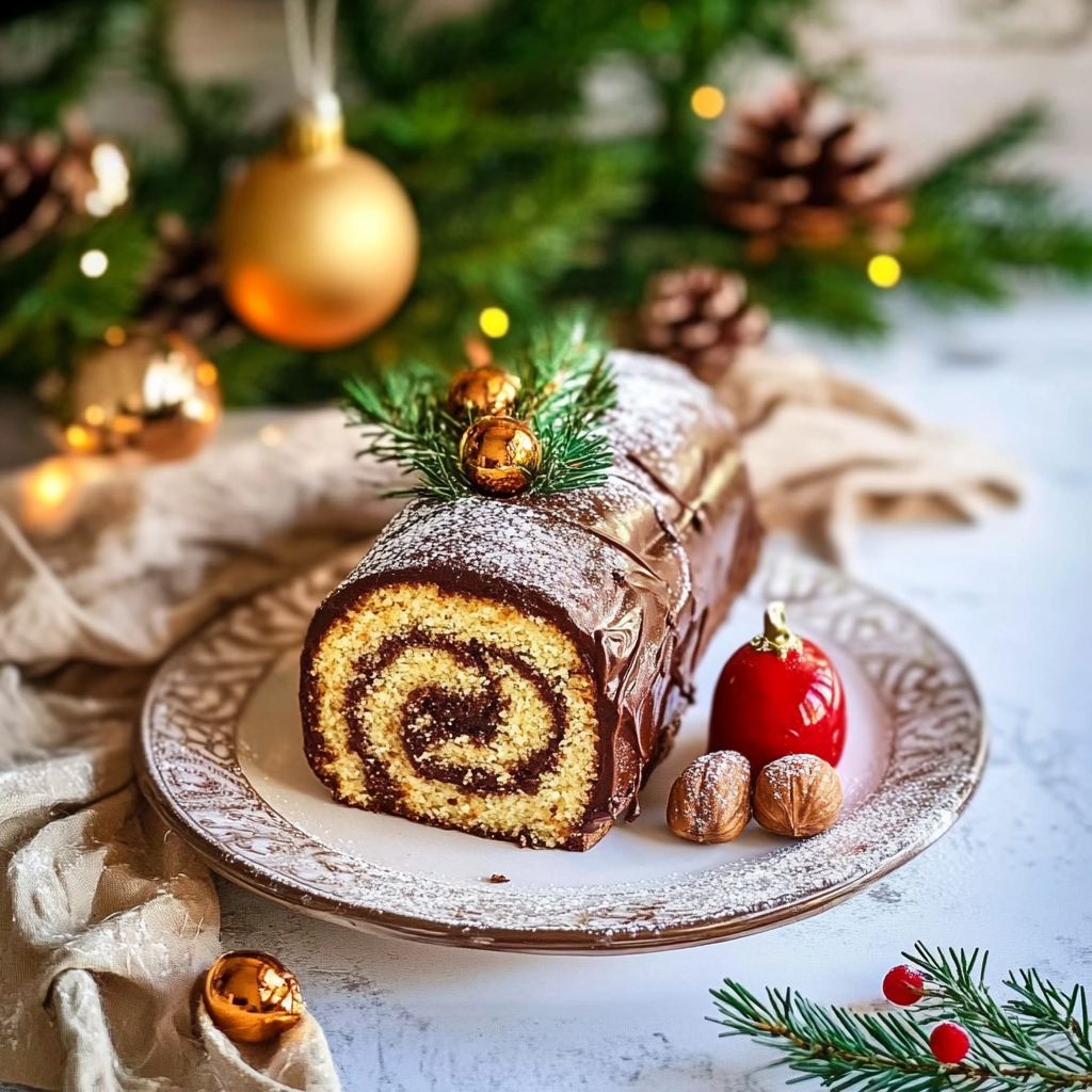 Recipe preparation for Chocolate Hazelnut Christmas Log