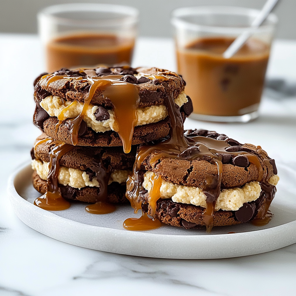 Recipe preparation for Chocolate Caramel Sandwich Cookies