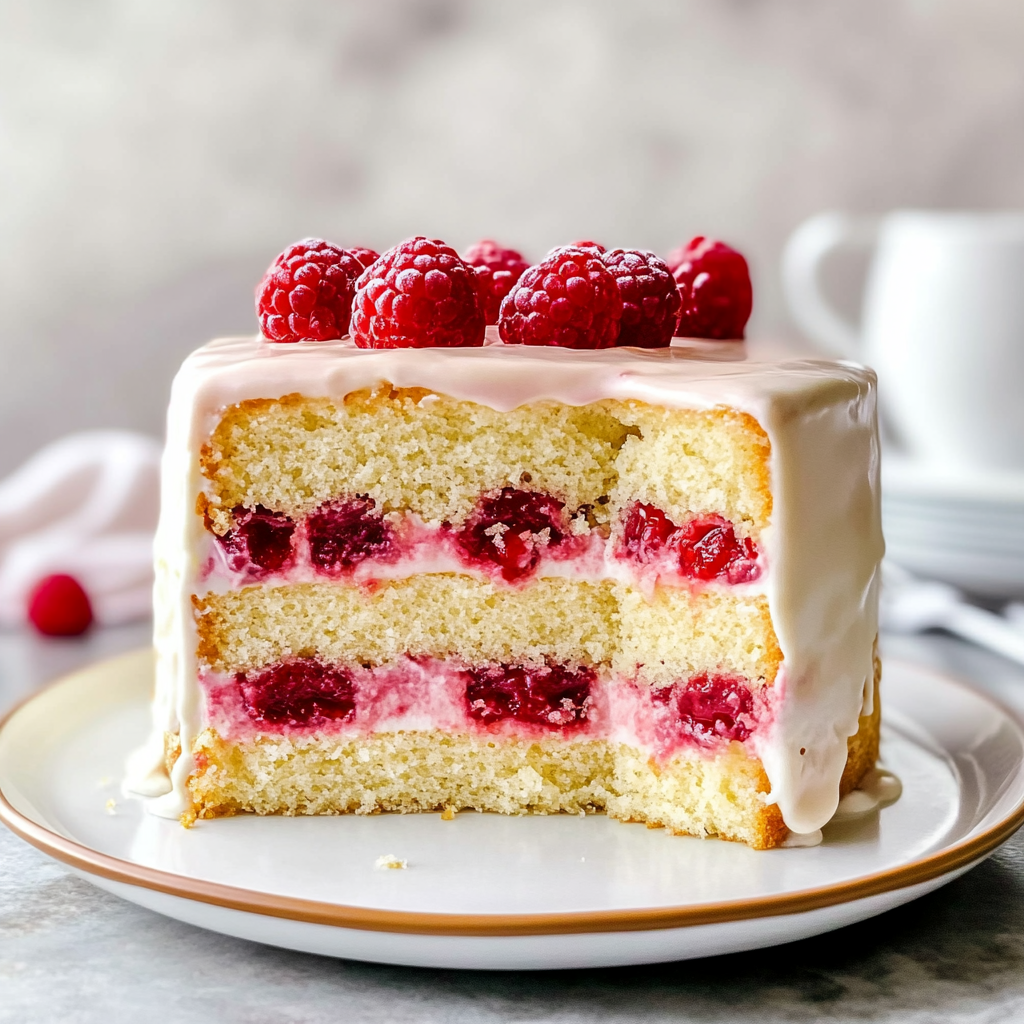 Recipe preparation for white chocolate raspberry cake