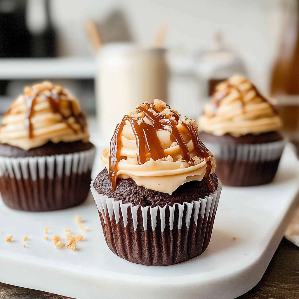 Recipe preparation for Salted Caramel Chocolate Cupcakes