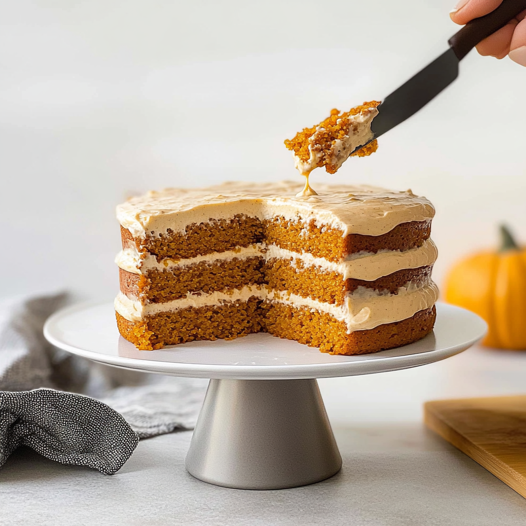 Recipe preparation for Spiced Pumpkin Layer Cake