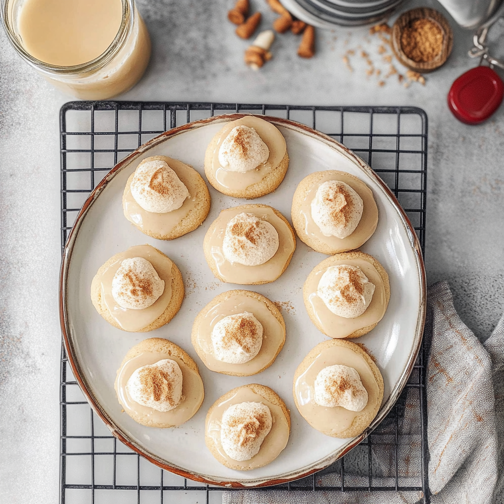 Recipe preparation for Eggnog Thumbprint Cookies
