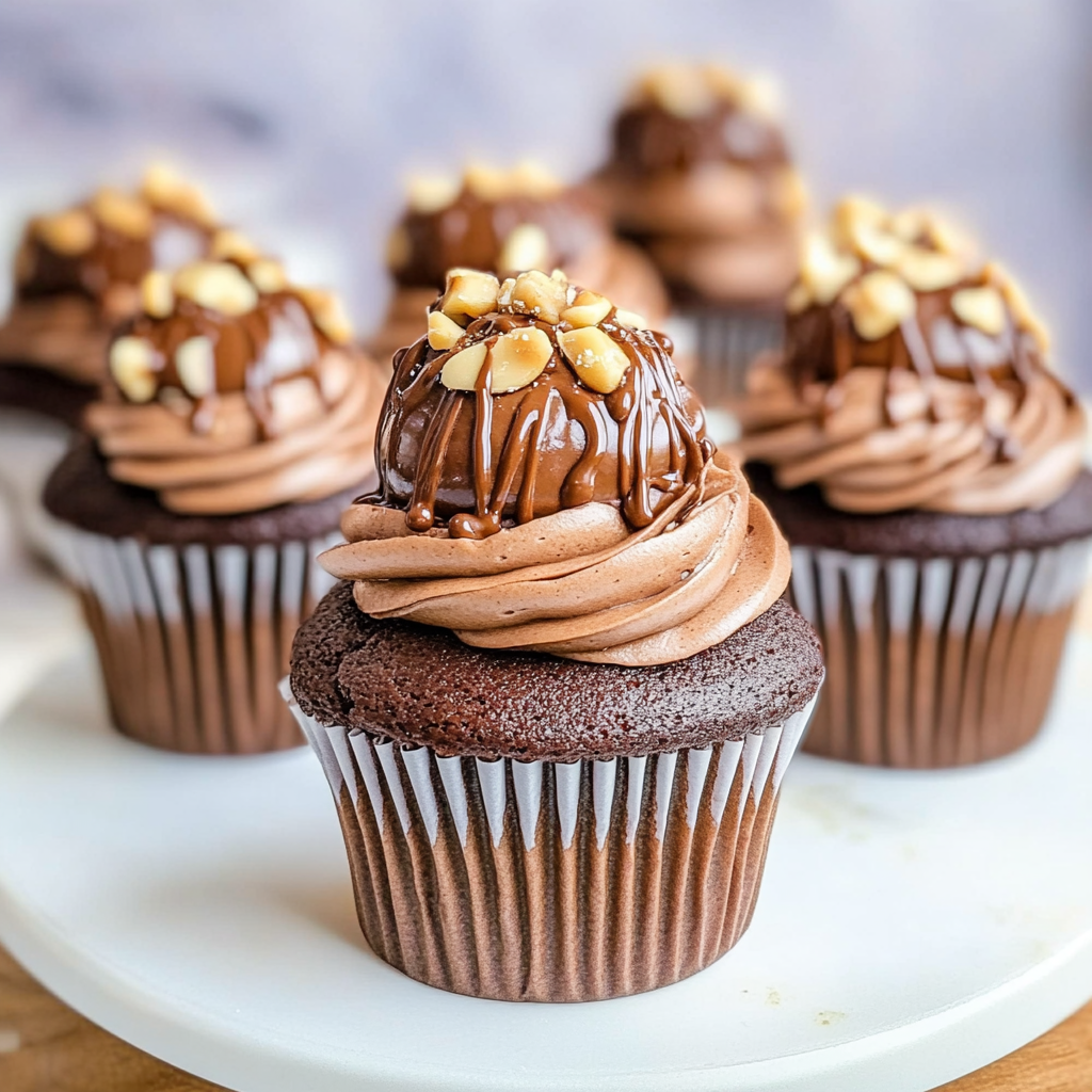 Recipe preparation for Chocolate Hazelnut Swirl Cupcakes