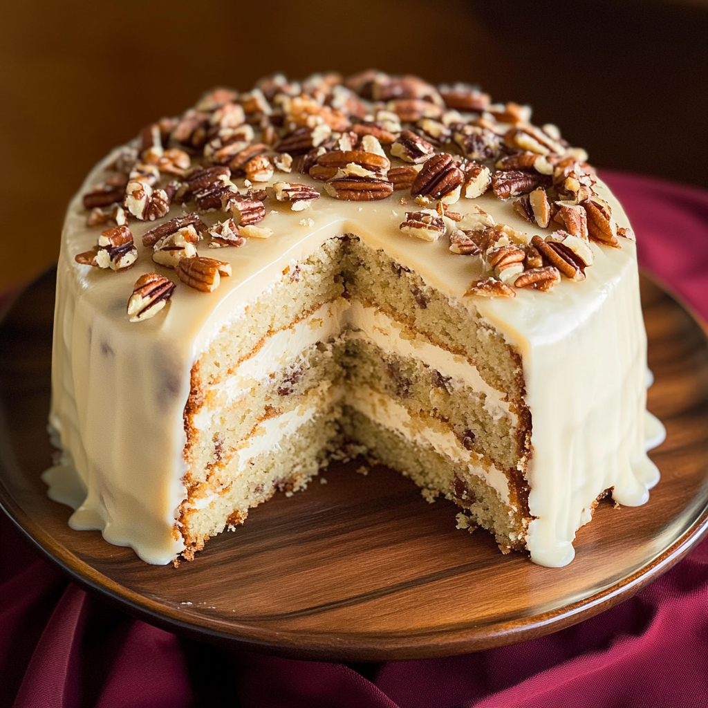 Recipe preparation for Brown Butter Pecan Cake