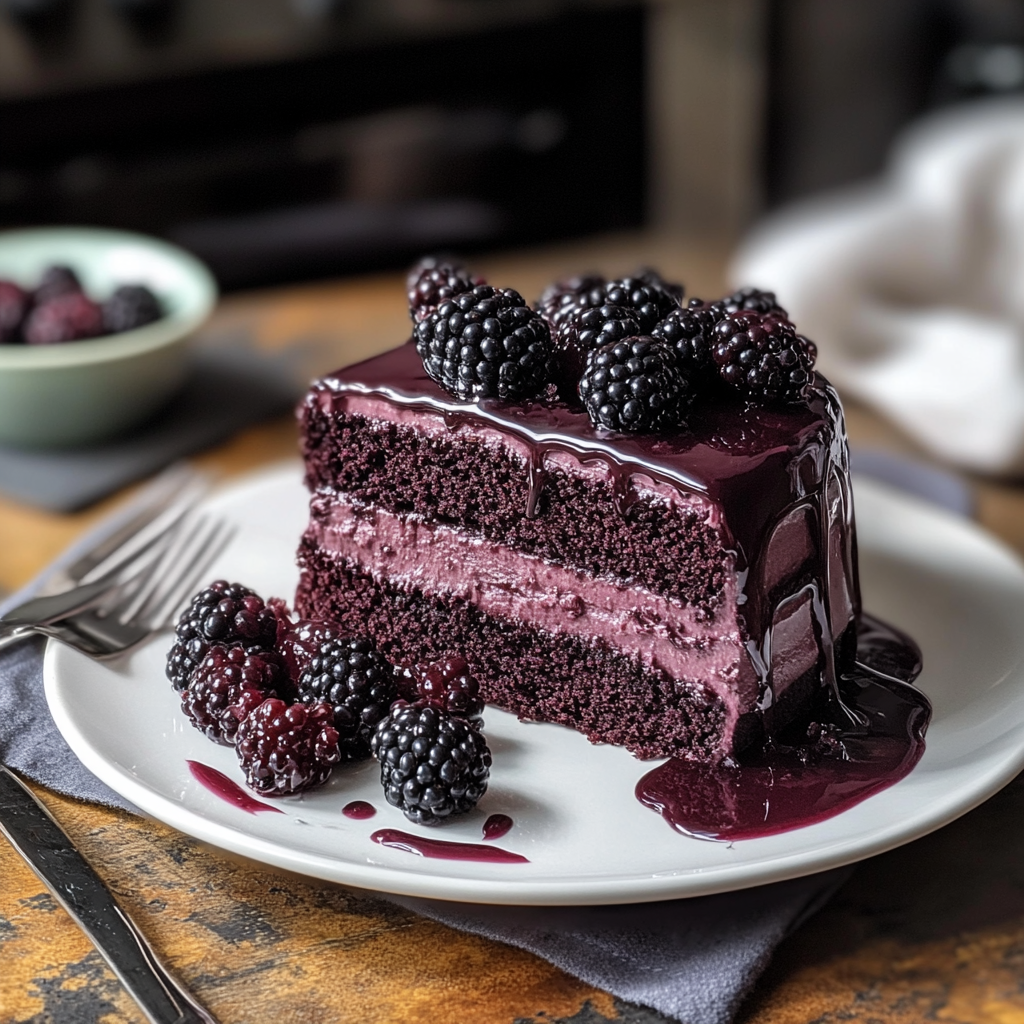 Recipe preparation for blackberry velvet gothic cake