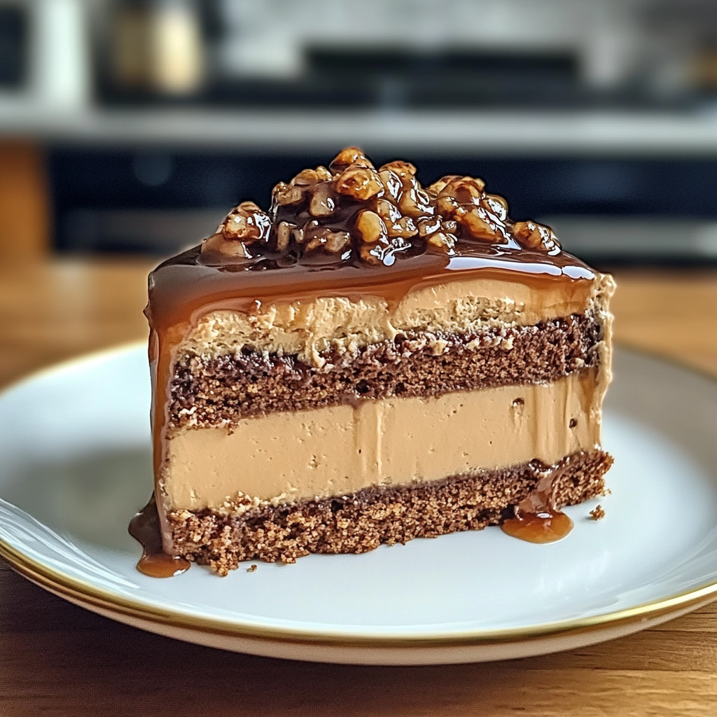 Recipe preparation for Gooey Coffee Caramel Cake