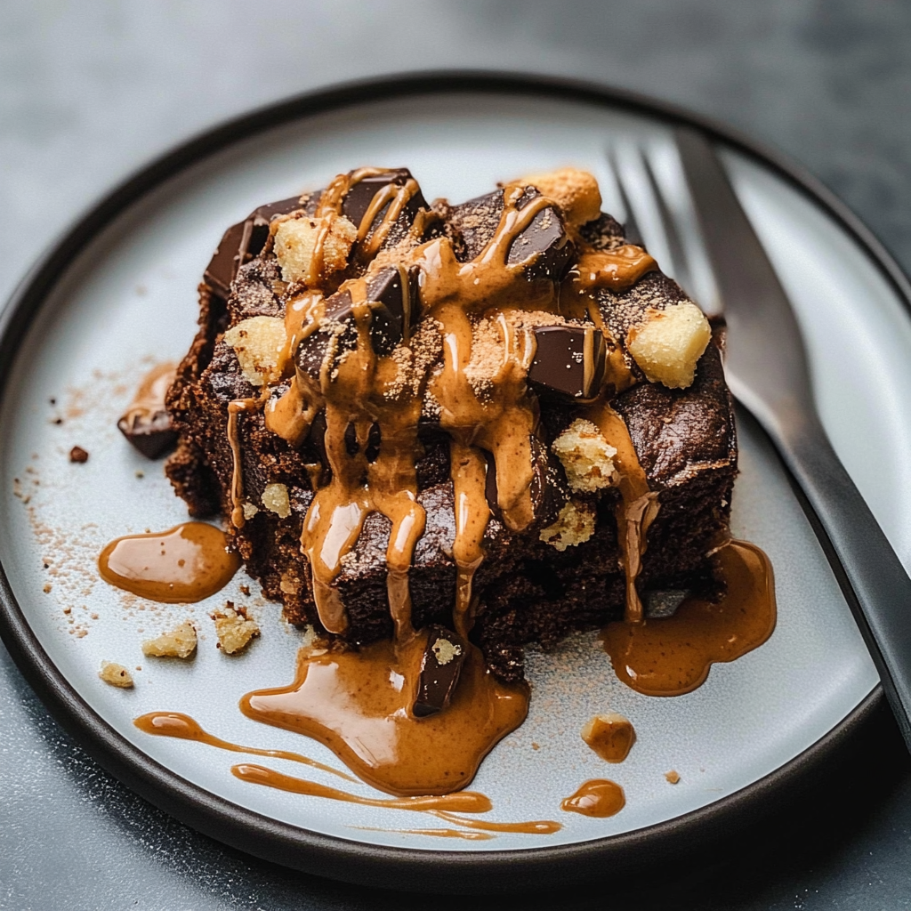 Recipe preparation for Peanut Butter Cup Dump Cake