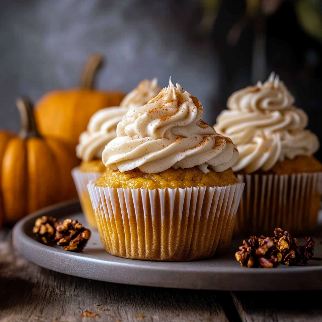 Recipe preparation for Pumpkin Cream Cheese Cupcakes