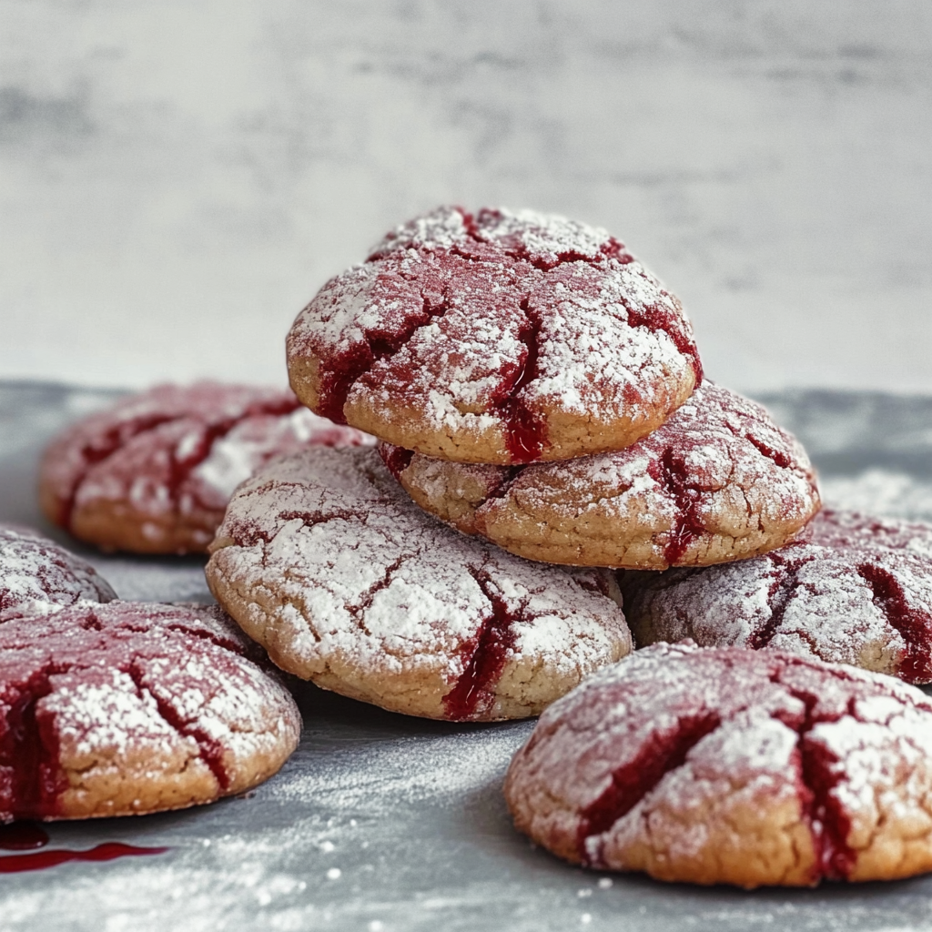 Recipe preparation for Red Velvet Crinkle Cookies