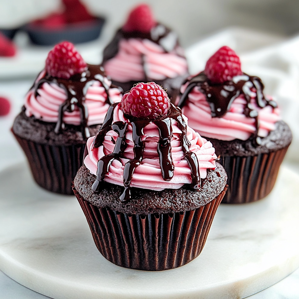 Recipe preparation for Molten Raspberry Chocolate Cupcakes