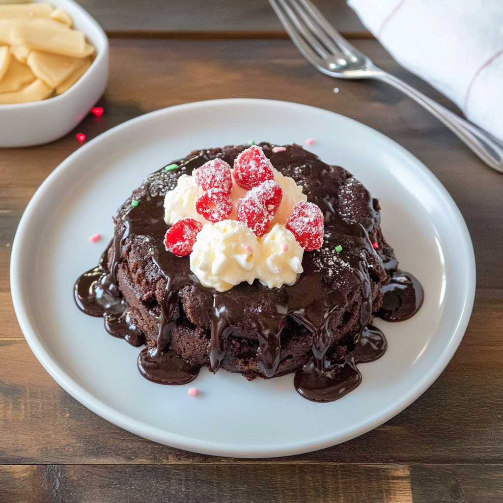 Recipe preparation for Chocolate Peppermint Dump Cake
