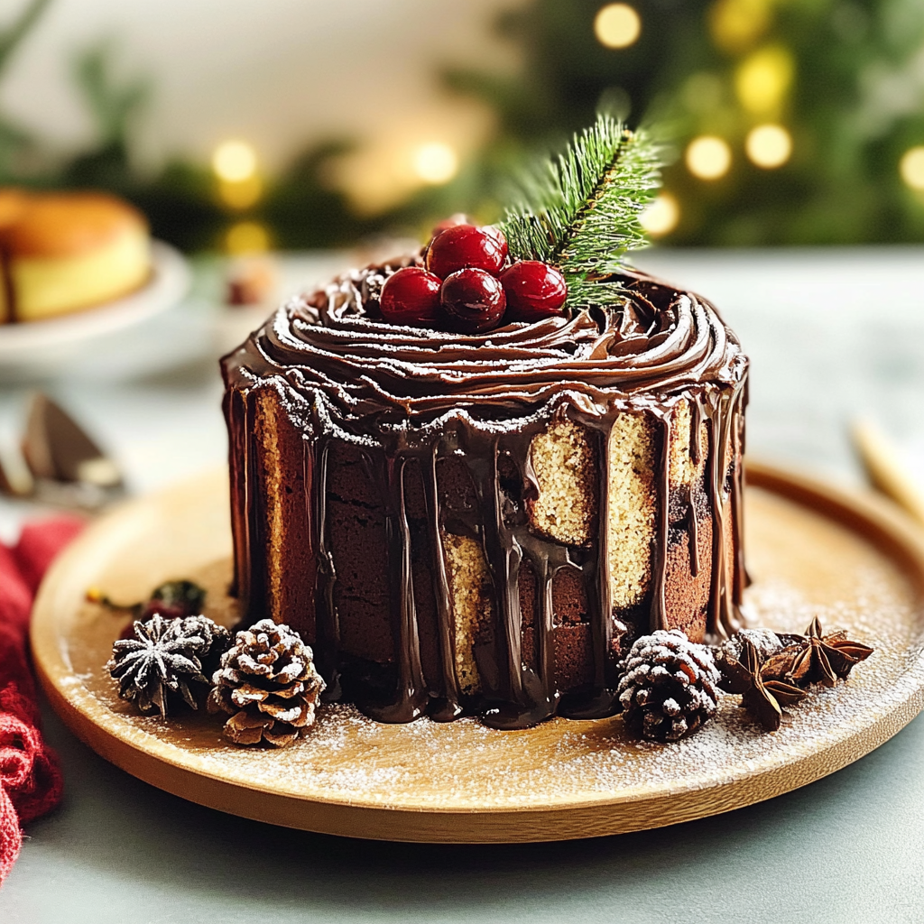 Recipe preparation for Delicious Christmas Yule Log Sheet Cake