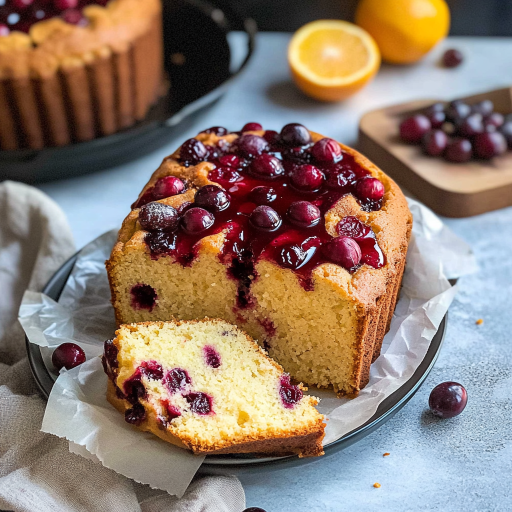 Recipe preparation for Cranberry Cake with Orange Glaze