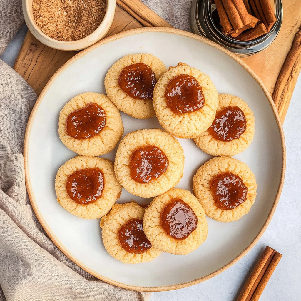 Recipe preparation for Caramel Apple Thumbprint Cookies