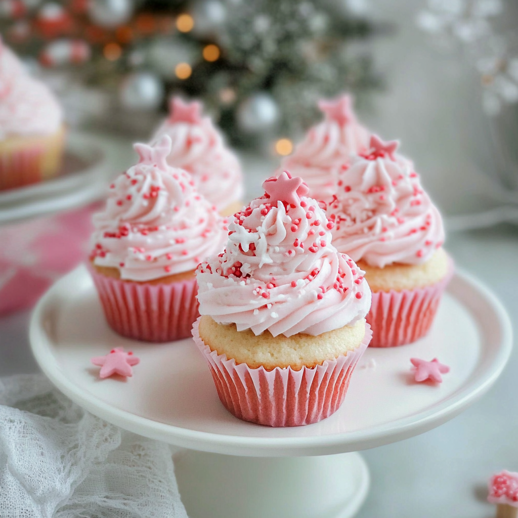 Recipe preparation for Whimsical Pink Winter Wonderland Cupcakes