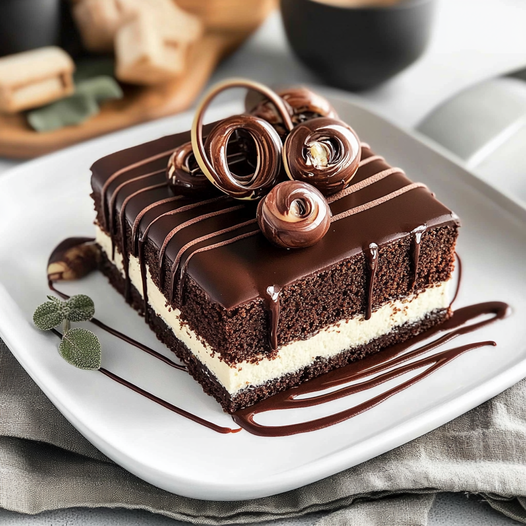 Recipe preparation for Tuxedo Bar Cake