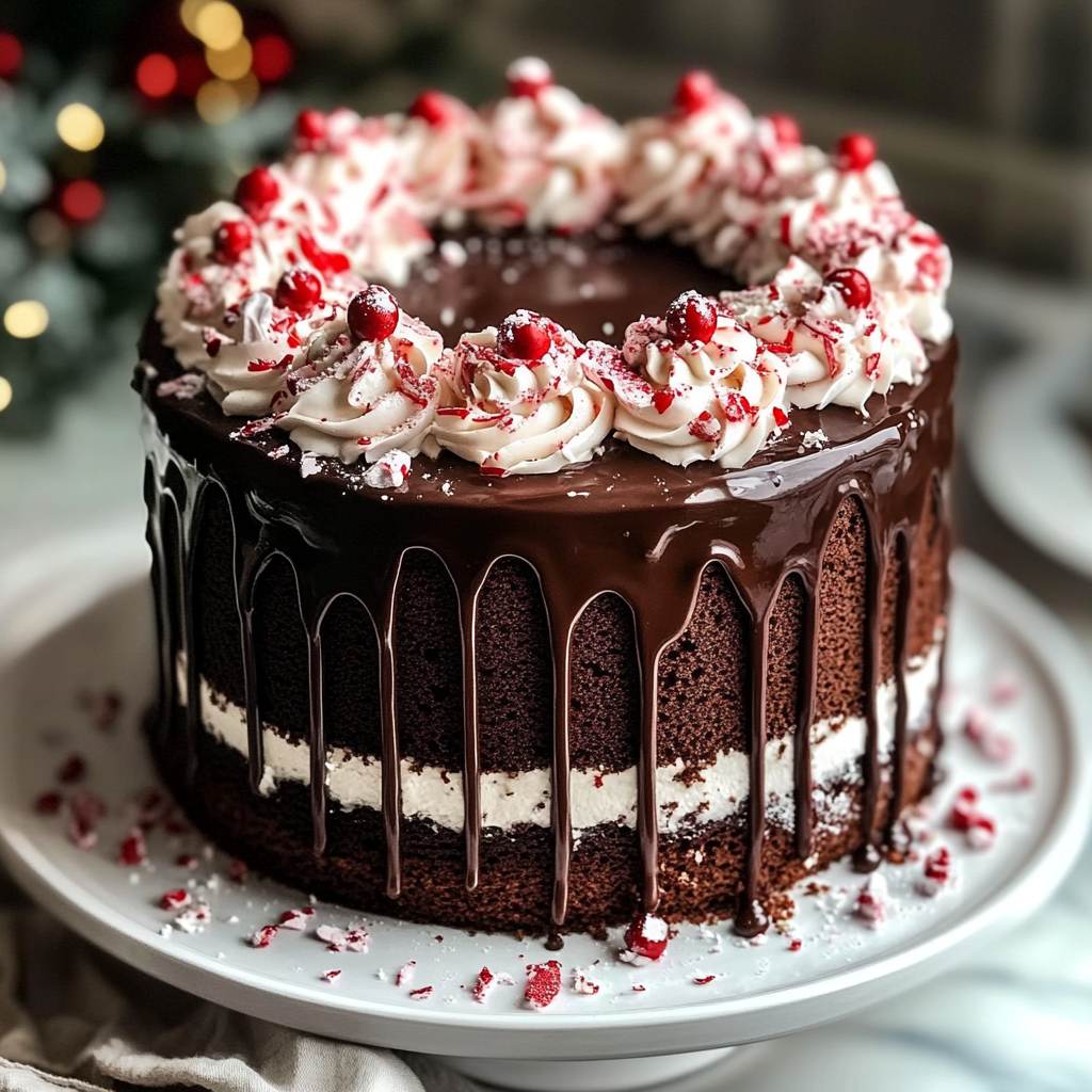 Recipe preparation for Peppermint Hot Chocolate Cake