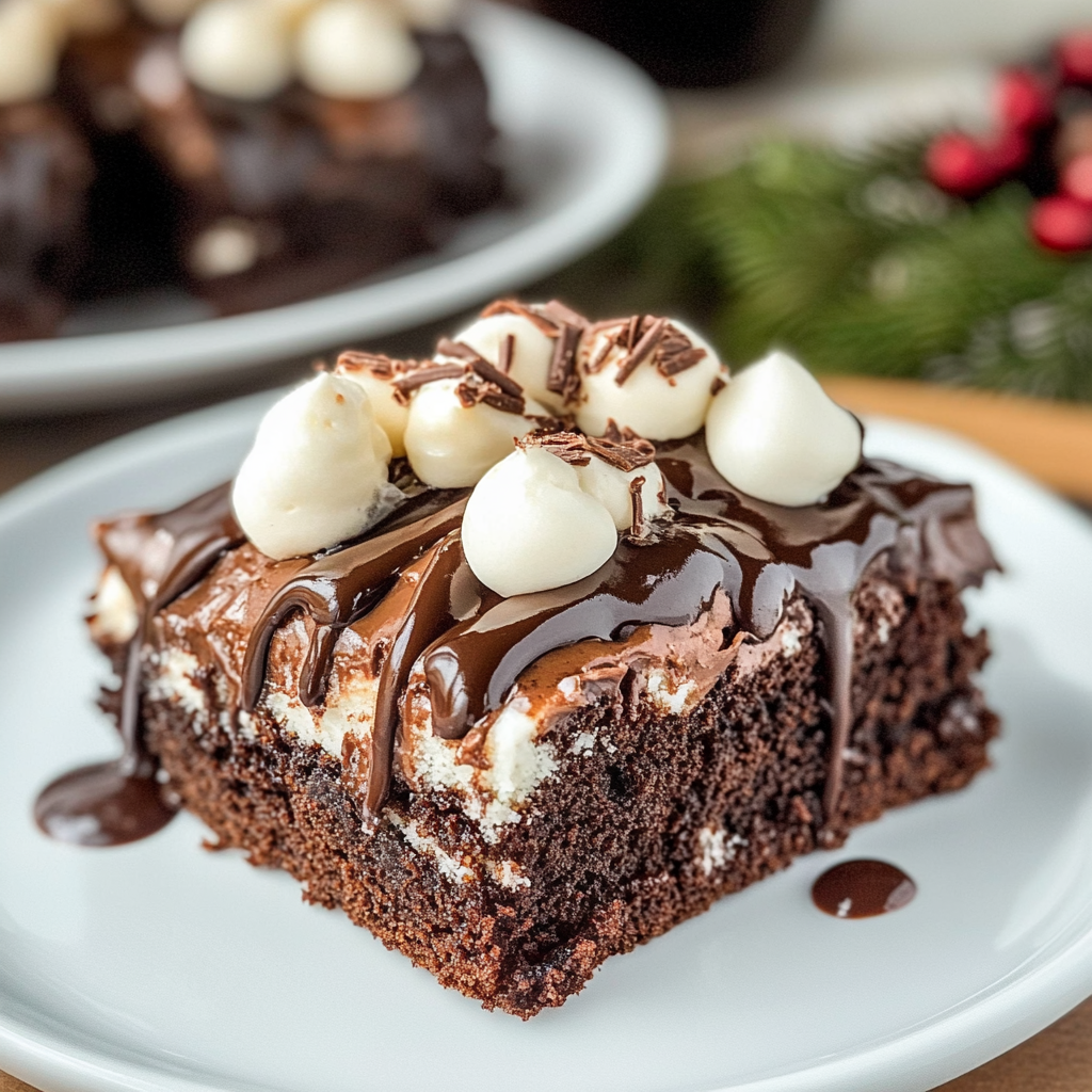 Recipe preparation for Hot Cocoa Chocolate Dump Cake