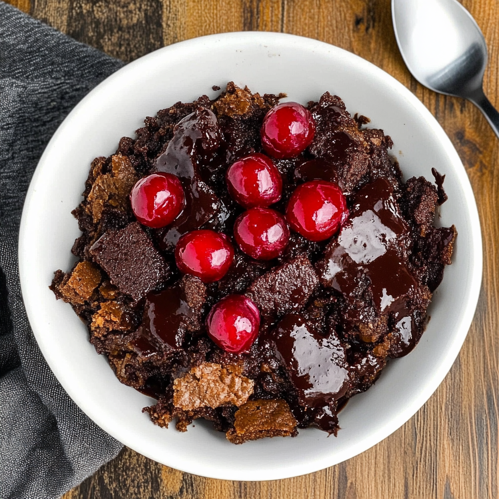 Recipe preparation for chocolate cherry dump cake