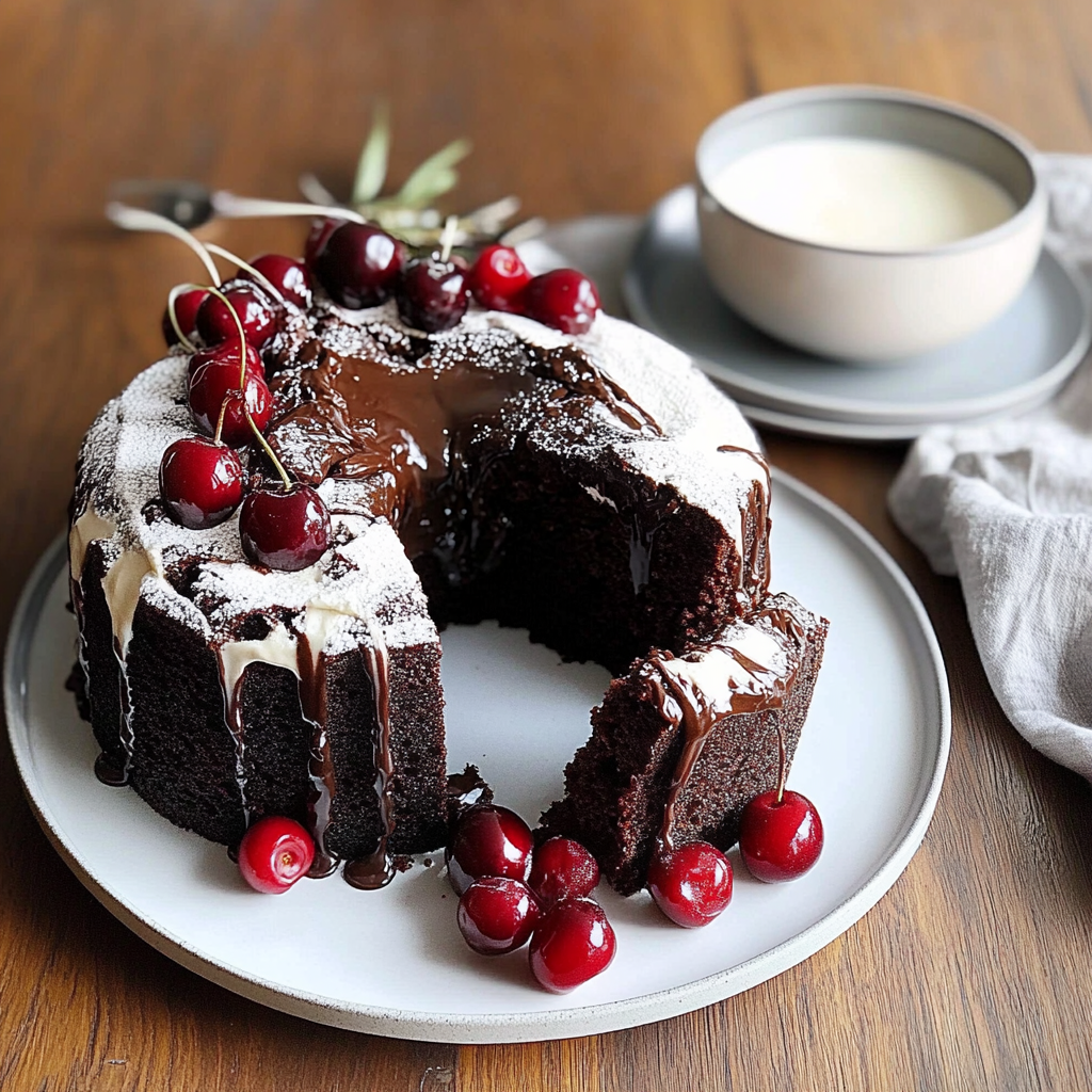 Recipe preparation for chocolate cherry cake